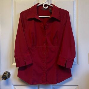 Hillard & Hanson Red Button-Up Top